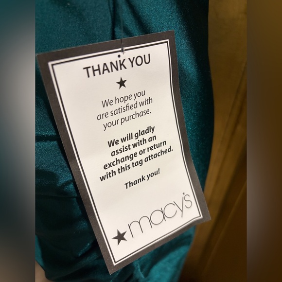 NWT Macy’s Satin Cocktail Halter Dress TEAL Medium - Picture 4 of 4